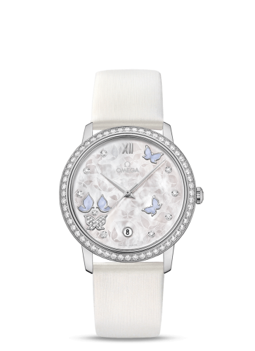 Omega De Ville Prestige Co-Axial 36.8 White Gold / MOP Butterfly / Diamond